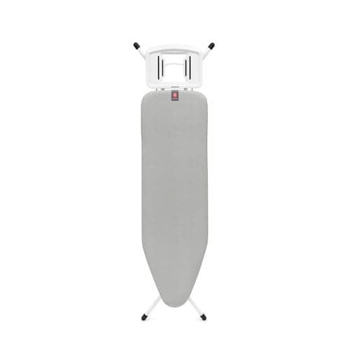 Image of Brabantia Ironing Board B, 124x38cm - Metallised | 100% Fairtrade Cotton | Stable & Anti-Wobble Frame | Foldable with Adjustable Height & Solid Steam Iron Rest | Fairtrade & C2C Certified