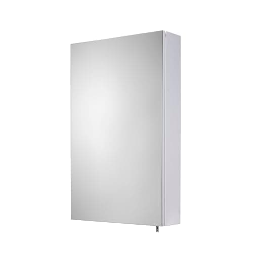 Image of Croydex Finchley Stainless Steel Bathroom Mirror Cabinet – Bathroom Wall Cabinet with Two Adjustable Shelves, Double Mirrored Door and Fully Assembled (67x40cm)