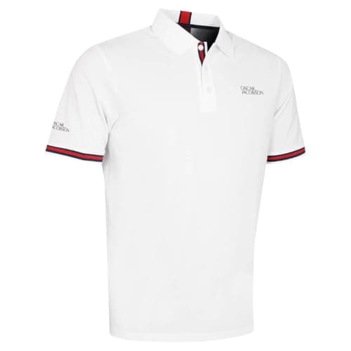 Image of Oscar Jacobson Mens Durham Tour Golf Polo Shirt - White/Navy - XL
