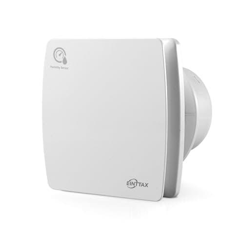 Image of EINTTAX 100mm Quiet Bathroom Extractor Fan with Humidity Sensor and Timer, White Square Bathroom Fan 95m³/h, Wall/Window Mounted Extractor Fan for Kitchen, Shower, Toilet, 12W, 34 dB