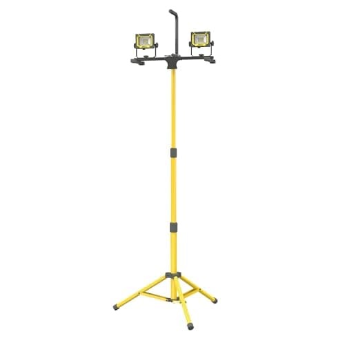 Image of Lighthouse 4000 Twin Site Light with 1.8m Collapsible Tripod – 110V Work Light, 4000 Lumens, Magnetic Base, Tilting Head, IP44 Rated, 3M Cable for On-site, Construction, Workshop Tasks