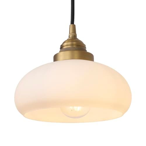 Image of SongCiLT Glass Pendant Lights Kitchen Island, Vintage Pendant Light Fixtures with White Glass Shade, Globe Hanging Ceiling Lamp for Dining Room Bedroom Hallway Stairwell