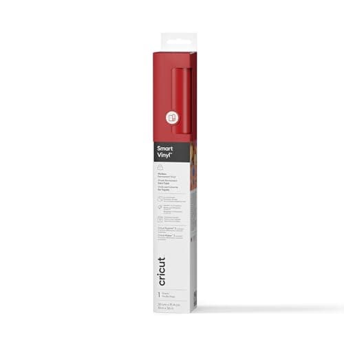 Image of Cricut Smart Permanent Vinyl, Red, 33cm x 91.4cm, Self-Adhesive Vinyl Sheet | Ideal for Customising Mugs, Bottles, Labels, Signs & DIY Crafts, for All Cutting Machines