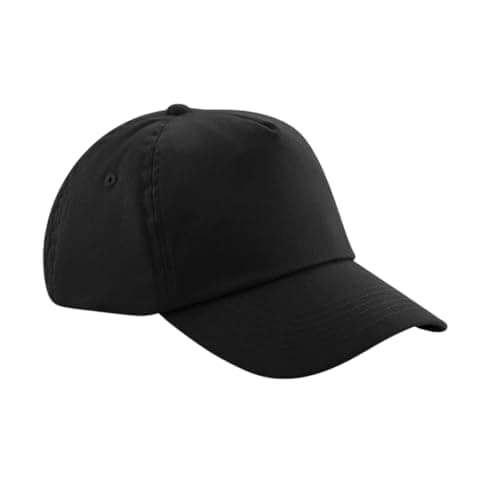 Image of Veesori Kids 5 Panel Button Baseball Cap for Boys and Girls School Pre-Curved Adjustable Cotton Outdoor Summer Sun Hat (Black)