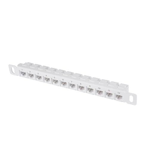 Image of GeeekPi 12-Port Cat6 Patch Panel, 0.5U Rack Mount Modular Panel with Keystone Coupler, for DeskPi RackMate T1/T0/T2/T1 Plus/T0 Plus, 10" Width Server Rack & Network Cabinet, Gigabit Ethernet (White)