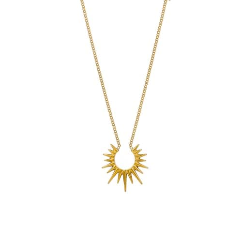 Image of CCAIPU Gold Necklace for Women, 18K Gold Plated Radiant Sun Necklaces Modern Minimalist Jewelry Gifts for Ladies (Gold-A)
