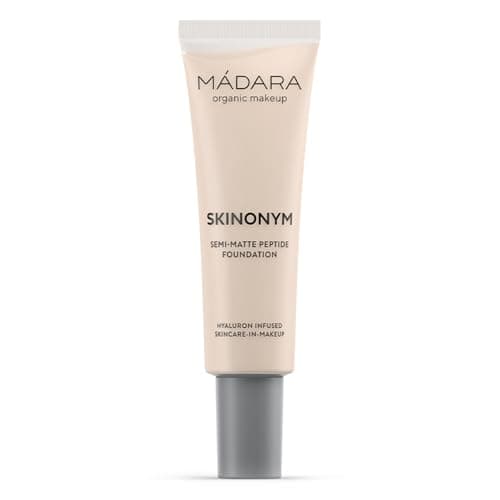 Image of MÁDARA Organic Skincare |SKINONYM Semi-Matte Peptide Foundation, #10 PORCELAIN, 30ml – Natural foundation with collagen-supporting peptides, Semi-matte finish, Buildable coverage, Skincare benefits.