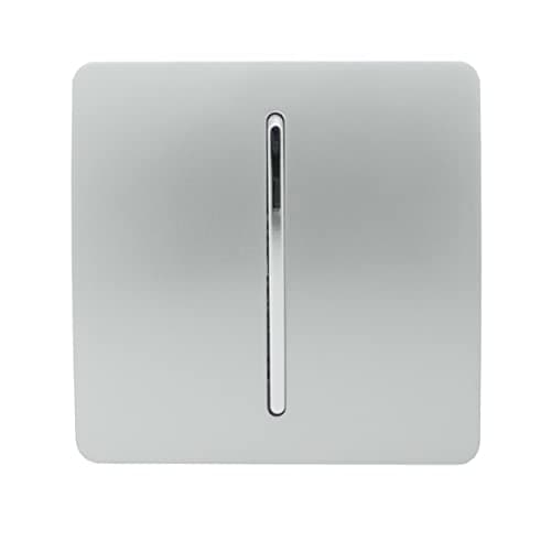 Image of Trendi 1 Gang 2 Way 240V Screwless Raised Front Plate Plastic Artistic Modern Glossy 10 Amp Chrome Rocker Single Electrical Wall Light Switch Platinum Silver - ART-SS2SI