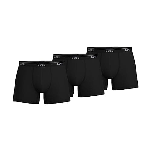 Image of BOSS Hugo Men's 3-Pack Cotton Boxer Brief, Midnight Black, XL