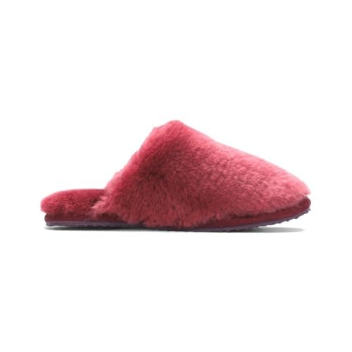 Image of TruClothing Women's Sheepskin Fluffy Slippers Cozy Indoor Warm Shoes - Burgundy 8