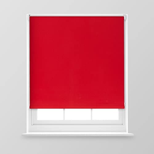 Image of A.Unique Home Premium Trimmable Thermal Blackout Roller Window Blind in a Variety of Colours and Sizes Ideal for any Room - 3FT - RED - 90cm (W) x 170cm (L) | 35.4" (W) x 66.9" (L)