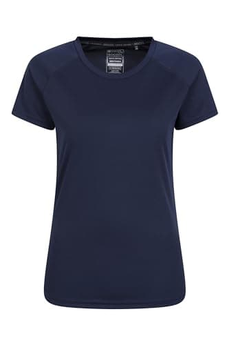 Image of Mountain Warehouse Endurance Womens T-Shirt - IsoCool Ladies Top, UV Protection UPF30+ Tee, Breathable & High Wicking - for Spring Summer, Running, Travelling Navy (Plain) Women's Size 10