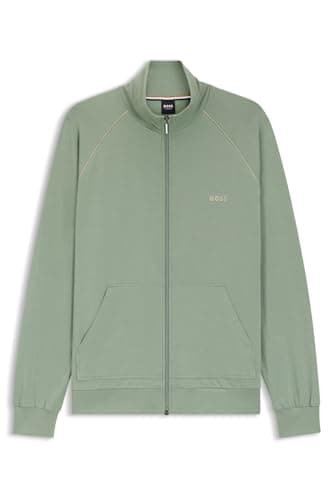 Image of BOSS Mens Mix&Match Jacket Z Logo-Embroidered Regular-fit Jacket in Stretch-Cotton Jersey