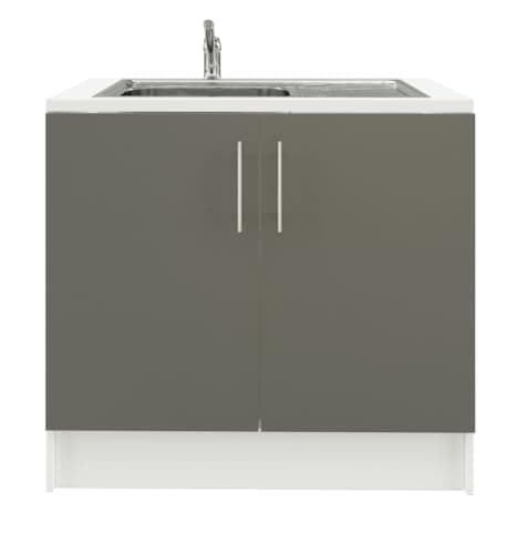 Image of JD Greta 1000mm Utility Room Sink Unit with Tap, Kitchen Base Cabinet - Grey Matt