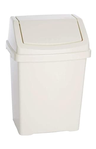 Image of Best House Swing Bin 50L For Home, Garden, Kitchen, Office and Bathroom Rubbish Recycle Plastic Waste Bin, Trash Can Dustbin with Swing Lids (H 68 cm X W 32 cm X L 42 cm) - White, Pack of 1