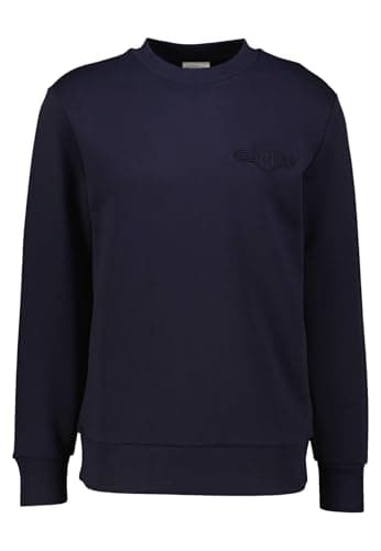 Image of GANT Men's Reg Tonal Shield C-Neck Sweat Sweatshirt, Evening Blue, XL