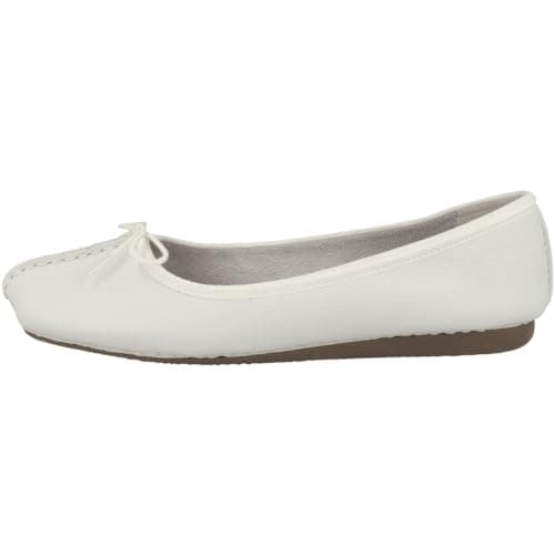Image of Clarks Women's Freckle Ice Ballet Flats, White Leather, 6 UK