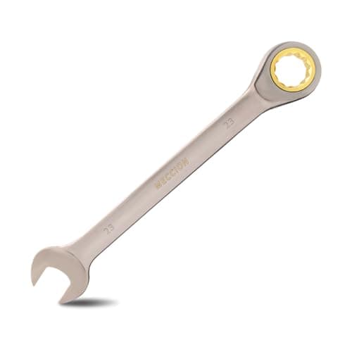 Image of Meccion Fixed Head Ratchet Spanner 23mm Professional Chrome Vanadium Steel Forged Combination Wrench - Black Nickle Plated