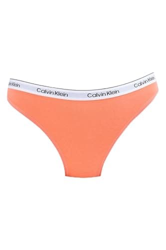 Image of Calvin Klein Women’s Bikini Briefs with Logo Waistband, Orange (Coral Pop), M