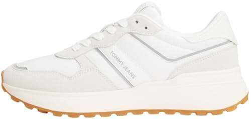 Image of Tommy Jeans Women’s Cleated Suede Runner Trainers, White (Ecru), 3.5