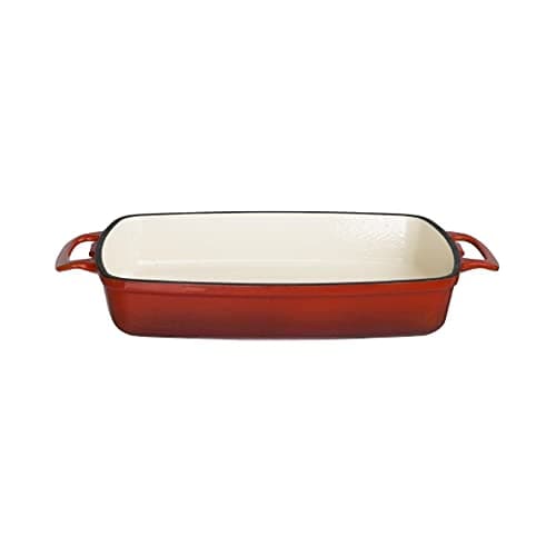 Image of Vogue GH320 Rectangular Red Cast Iron Dish 2.8Ltr 55X390X235mm Baking Roasting