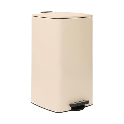 Image of Harbour Housewares 30L Square Pedal Bin – Beige Stainless Steel Kitchen Trash Can with Soft-Close Lid, Hands-Free Foot Pedal, Removable Inner Bucket & Rubbish Recycling Bin