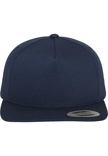 Image of FLEXFIT Snapback Hat, Classic Snapback Hat with 5-Panel, Classic Snapback Baseball Cap with Buckram Front Lining, 5 Panel Cap, Cotton Twill Material, Headwear, Colour: Navy, Unisex, One Size