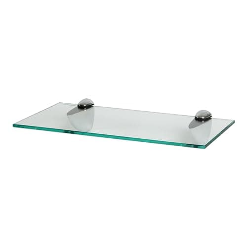 Image of Harbour Housewares Floating Glass Wall Shelf - 40cm - Pack of 1 - Shelving Storage Vanity Display Shelf Unit with Silver Brackets for Bathroom, Shower, Kitchen, Living Room