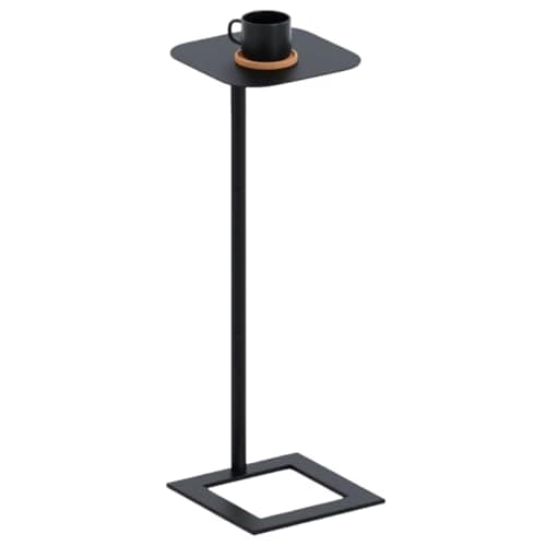 Image of ZEXVIDA C-Shaped Side Table, Bedside Table, End Table for Small Spaces, Metal Frame Sofa Side Table, Coffee Table That Slides Under Sofa for Living Room, Bedroom (Black, Square)