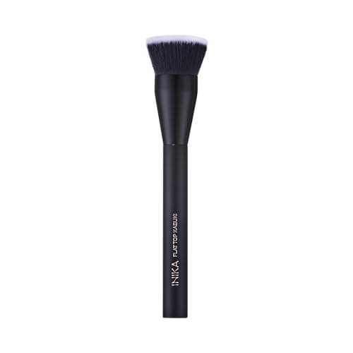 Image of INIKA Flat Top Kabuki Brush | Buff and Press Foundation Powder into Skin for a Flawless Complexion. Vegan Bristles, Sustainable Handle.