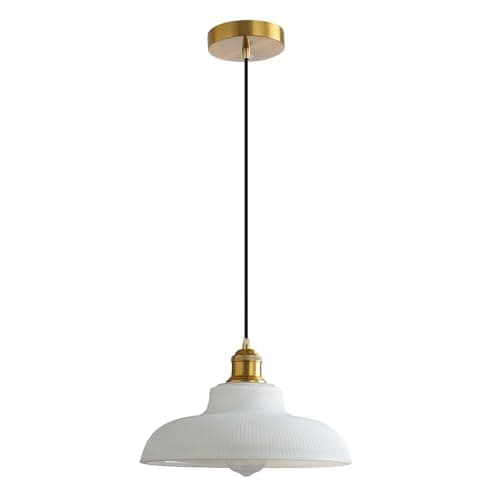 Image of XZHGCEE Milk Glass Pendant Light White Ceiling Light, Hanging Ceiling Lights Vintage Pendant Light, Pendant Lights for Kitchen Island Bedroom Hallway Study Room Coffee Bar (White-1)