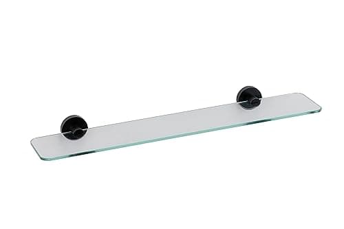 Image of Croydex Metra Flexi-Fix Frosted Glass Shelf, Matt Black