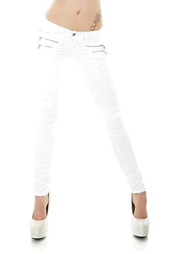 Image of Noir Triple XXX Women's Skinny Low Waist Jeans Slim Stretch Denim Pants Sizes UK 4-12 (UK, Numeric, 14, Regular, Regular, White)