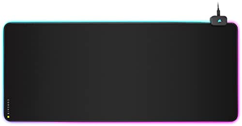 Image of Corsair MM700 RGB Extended Cloth Gaming Mouse Pad - 930mm x 400mm - 360° RGB Lighting - Two USB Port Hub - Thick Rubber - Black