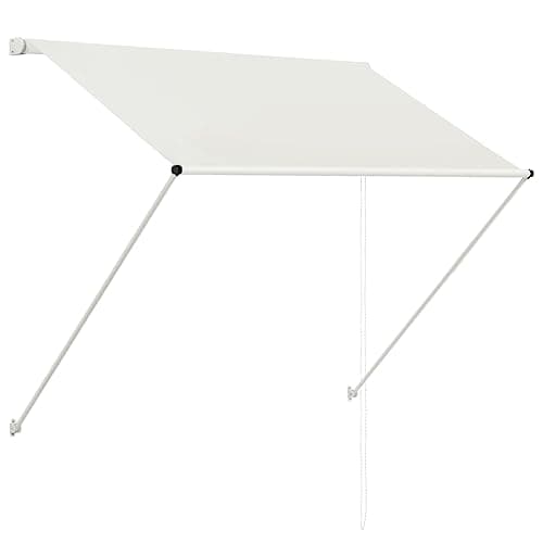 Image of vidaXL Retractable Awning 150x150cm - Cream Polyester Canopy with PA Coating, Steel Frame, Adjustable Sun Shade for Balcony/Garden