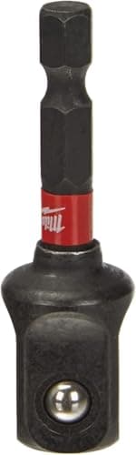 Image of Milwaukee Shockwave 4932471827, Socket Spanner Insert, 50 mm 1/4 Inch Hex to 1/2 Inch Square, Red
