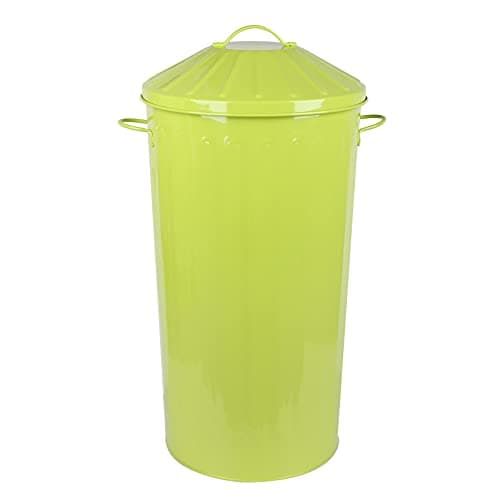 Image of simpa 46L Colourful Vintage Style Metal Tapered Dustbins & Lids - Lime Green 70cm (H) x 33cm (Dia)