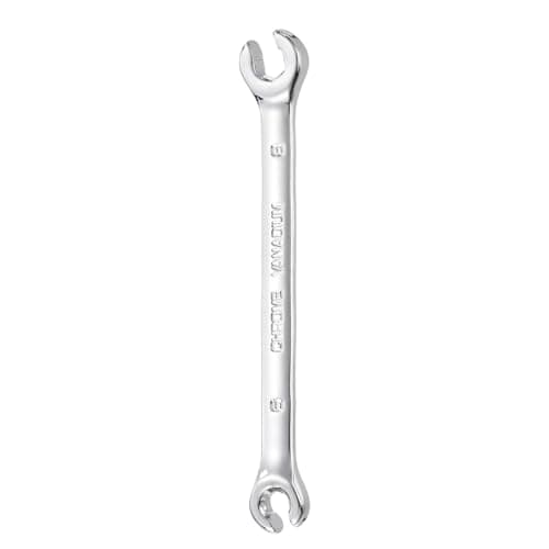 Image of sourcing map Flare Nut Wrench 6mm x 8mm Metric Double Open End Thick Spanner Mirror Polish Finish 45# Steel Brake Line Wrench for Fuel Tube Hose Transmission Line, Silver