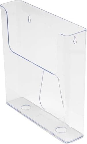 Image of Deflecto Pack of 6 Portrait Literature Stands for Display - A5 Wall Mounted Magazine File Holder - Perfect for Leaflet, Brochure, & Menu - Clear Plastic Document Folder Rack with Flat Back Design
