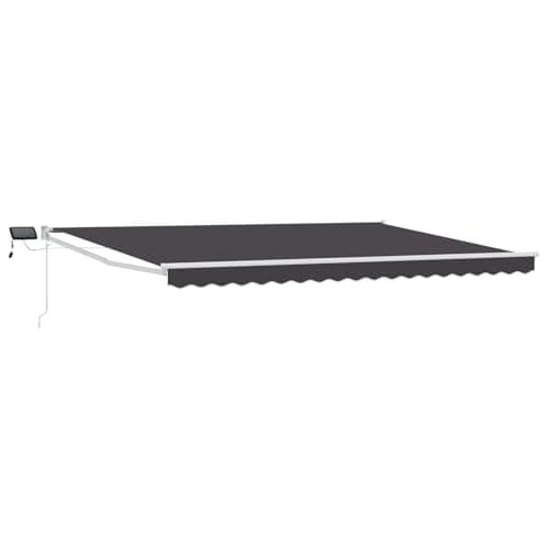 Image of vidaXL Manual Retractable Awning with LEDs 5 x 3 m, A Modern, Outdoor Sun Shade Solution, Retractable Awning, Garden Canopy, Durable, LED for Your Porch