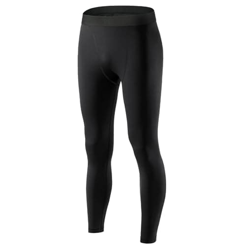 Image of AUYAO Youth Boys Compression Pants, Kids Compression Leggings Base Layer, Full Length Tights for Kid Boys Girls, Black Base Layer Tights Leggings for Youth Children for Gym, Yoga, Dance, Runnin