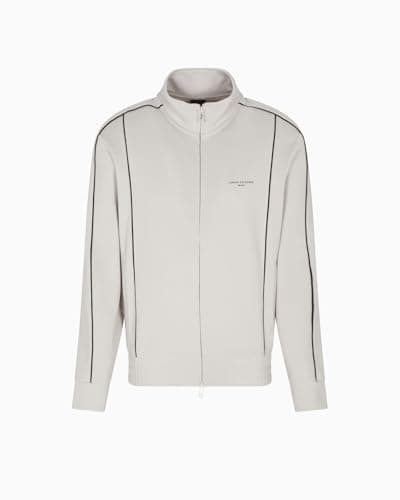 Image of Armani Exchange Men's Long Sleeve Side Logo Zip Closure, Sweatshirt, Grey, XS, Wind Chime, XS