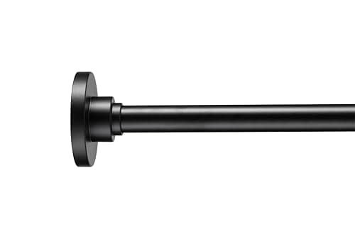 Image of Croydex Extendable Black Shower Curtain Pole Stainless Steel Rod, Flexi-Fix Three Ways to Fix, Max Length 2331mm, Includes 12 Matt Black Curtain Rings, Complete with Shower Rail Fixings