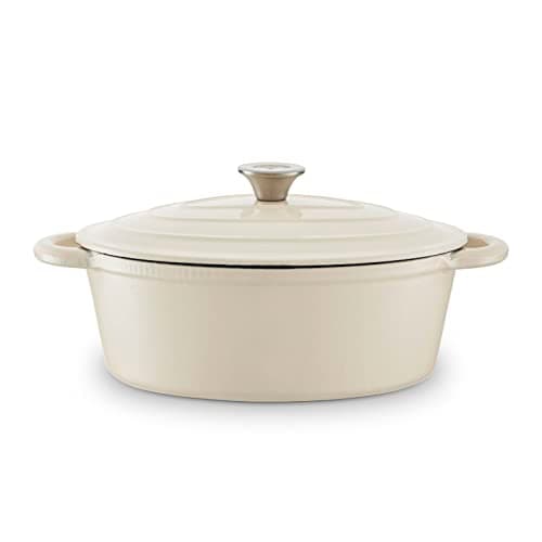 Image of Barbary & Oak BO800252CRM Oval Cast Iron Casserole Dish with Durable Enamel Interior, 29cm, Camembert Cream