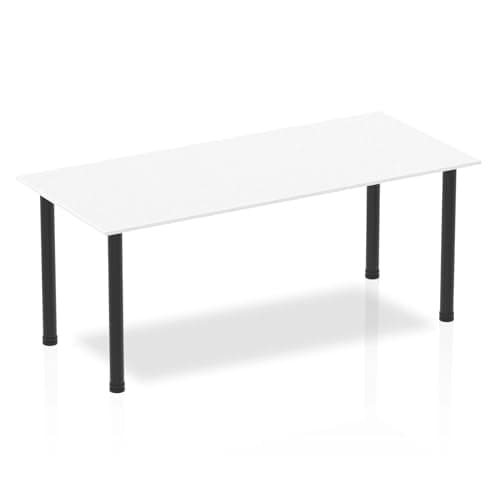 Image of OPO Impulse Freestanding 1800mm Straight Table Attractive Post Legs | Sturdy Build Weather & Heat Resistant Melamine Finish Rectangular Table White Black