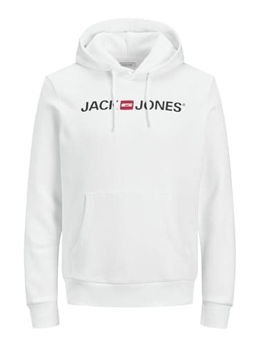 Image of JACK & JONES Mens Jjecorp Logo Sweat Noos 12137054 Hoodie, White, M UK