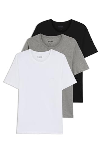 Image of BOSS Mens Tshirt RN 3P Classic Three-Pack of Cotton Underwear T-Shirts with Logos