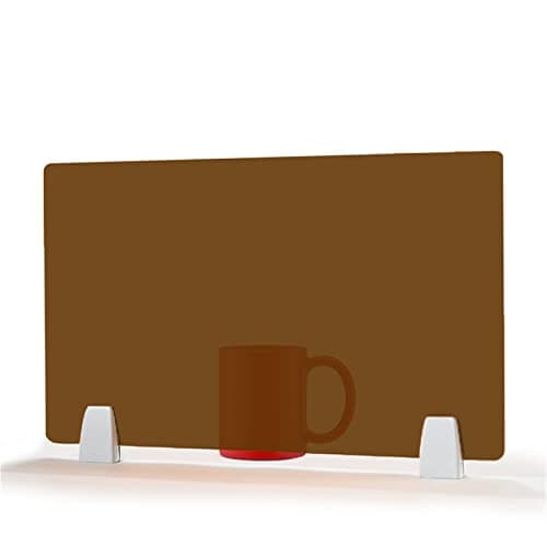 Image of SXFSDOU Acrylic Office Divider Screen Privacy Shield for Desks & Counters 30x100cm Brown Transparent Includes 2 Clips Ideal Offices Libraries Classrooms