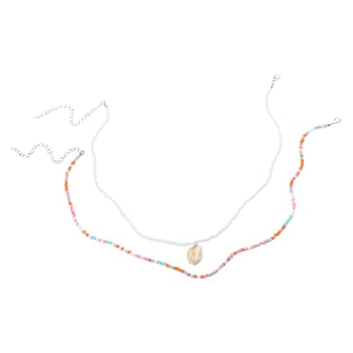 Image of Hrtyvhin Handmade Beaded Shell Pendant Necklace Glas/Glaze Texture for Festivals Beach Parties and Everyday Outfits