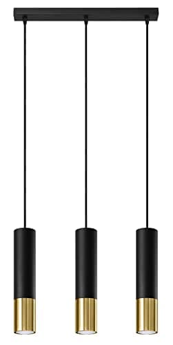 Image of Sollux LOOPEZ SL.0954 Triple Hanging Pendant Light Black, Gold GU10